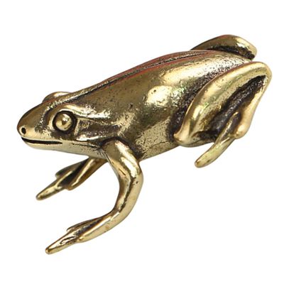 Amosfun Brass Frog Statue Figurine for Home and Office Decor Unique Frog Ornament for Garden and Tea Room Vintage Brass Tea Pet Decoration Safe and