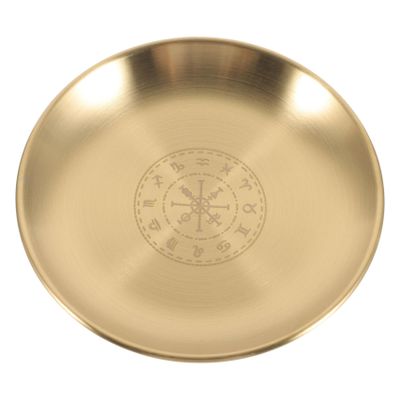 Amosfun Metal Altar Tray Pentacle Design Jewelry Plate for Home Office Ritual Supplies Key Dish