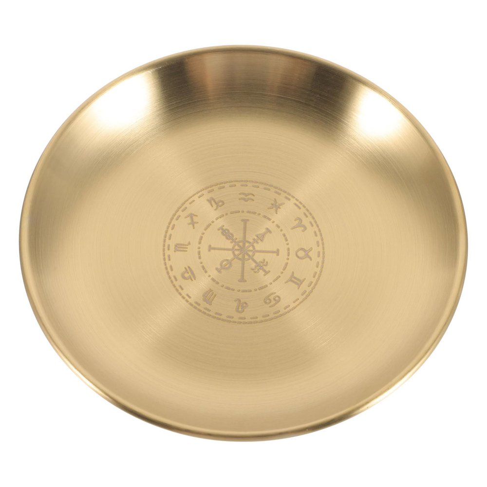 Amosfun Metal Altar Tray Pentacle Design Jewelry Plate for Home Office Ritual Supplies Key Dish
