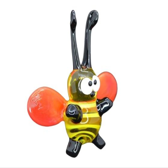 3.2 Orange Glass Bee Figurine  Hand-Blown Murano-Style Miniature  Collectible Bee Ornament for Shelf or Desk  Gift for Women & Home Dcor