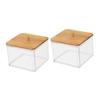 2 Pack Cotton Swab Holder with Bamboo Lid, Cosmetic Storage Dispenser view 1
