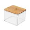 2 Pack Cotton Swab Holder with Bamboo Lid, Cosmetic Storage Dispenser view 3