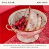 MACKENZIE-CHILDS Enamel Colander, Decorative Kitchen Strainer, Large, Pink-and-White Rosy Check view 3