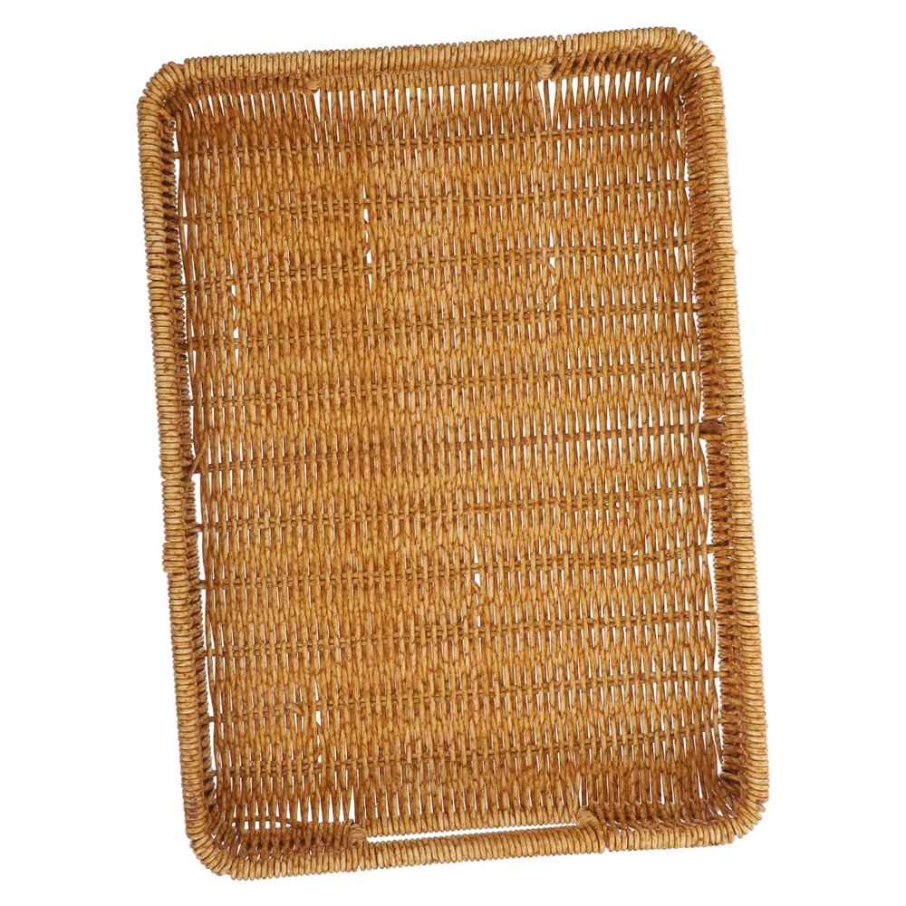 Zerodeko Elegant Rattan Simulation Storage Basket Fruit Basket Woven Rattan Tray Table Tray Makeup