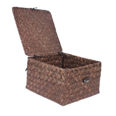 Zerodeko 1pc Sea Grass Woven Storage Basket Simple Design for Home Organization Elegant Desktop Organizer for Sundries for Fruits Snacks and More