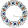24 x 24 Inches Unique Pattern Inlay Work Coffee Table Top Round Shape White Marble Patio Center Table for Restaurant and Hotel Decor view 1
