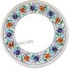 24 x 24 Inches Unique Pattern Inlay Work Coffee Table Top Round Shape White Marble Patio Center Table for Restaurant and Hotel Decor view 2