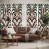 Ambesonne Leafy Art Window Curtains Pack of 2, Pastel Tones Illustrated Curlicue Leaves with Victorian Inspirations, Lightweight Set with Rod Pocket, 4 Panels of - 28" x 63", Green Maroon Eggshell view 2