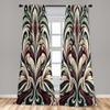 Ambesonne Leafy Art Window Curtains Pack of 2, Pastel Tones Illustrated Curlicue Leaves with Victorian Inspirations, Lightweight Set with Rod Pocket, 4 Panels of - 28" x 63", Green Maroon Eggshell view 4