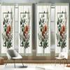Ambesonne Botanical Window Curtains Pack of 2, Romantic and Bohemian Bouquet with Leaves Poppy Flowers on Squares, Lightweight Set with Rod Pocket, 4 Panels of - 28" x 84", Burnt Orange Laurel Green view 1