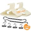 VECELO 100 Pack Plastic Hangers-Clothes Hangers Set with Shoulder Grooves for Closet Space Saving-Heavy Duty Coat Hanger,Beige view 2
