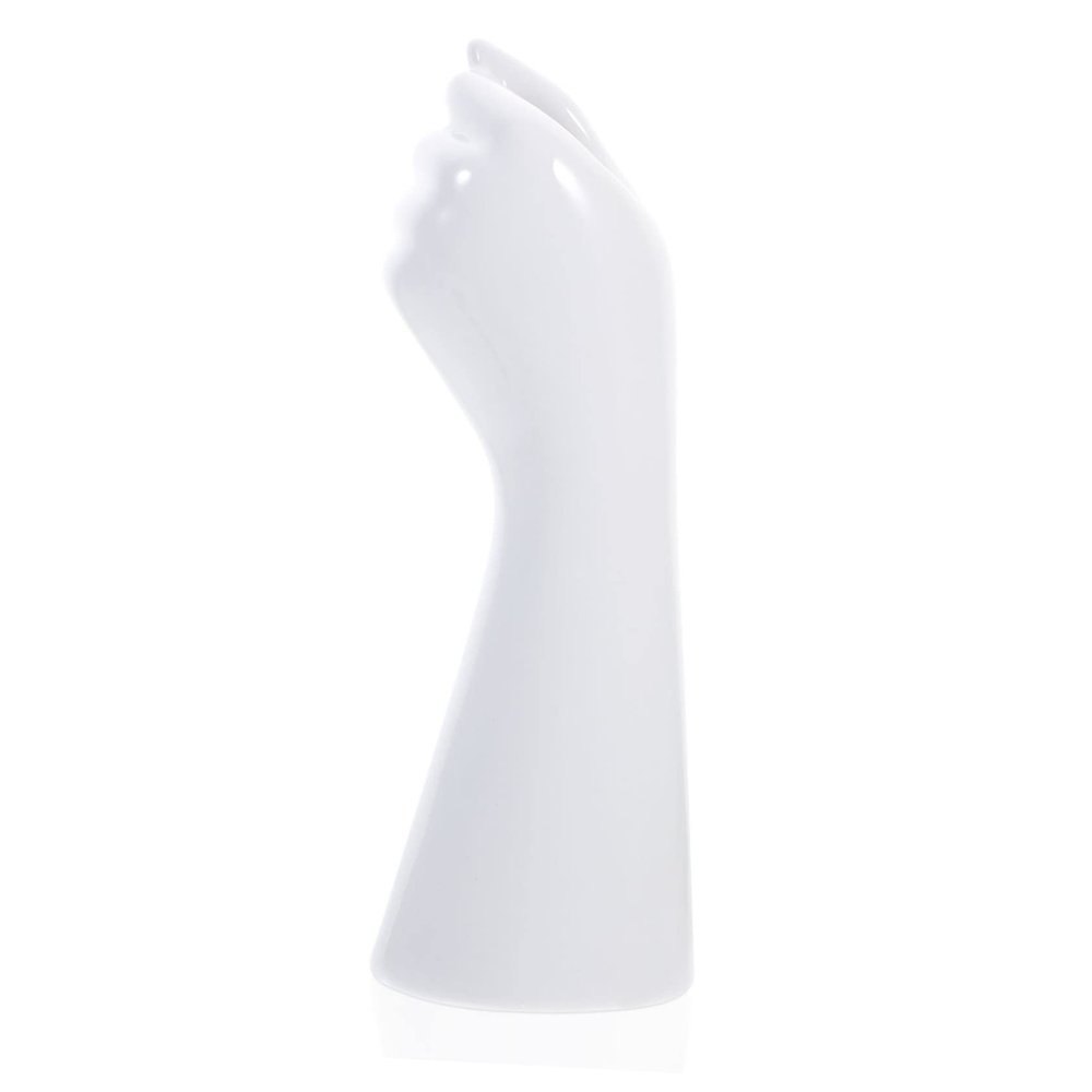 Amosfun Arm Body Shaped Ceramic Hand Vase Artistic Human Body Sculpture for Home Decor Unique Decorative Centerpiece for Flowers Modern Chic Design White Finish