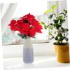 Amosfun 2pcs Faux Poinsettia Bunches for Home and Garden Realistic Artificial Flowers with Leaves for Holiday Arrangements and Festive Decorations view 2