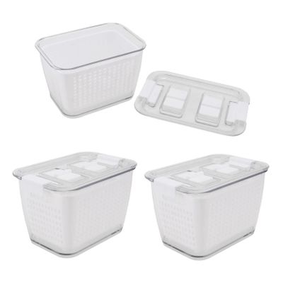 PRETYZOOM 3pcs Food Drainage Storage Box Compact Fridge Vegetable and Fruit Preservation Containers Easy to Clean White Baskets for Snacks and Ingredients