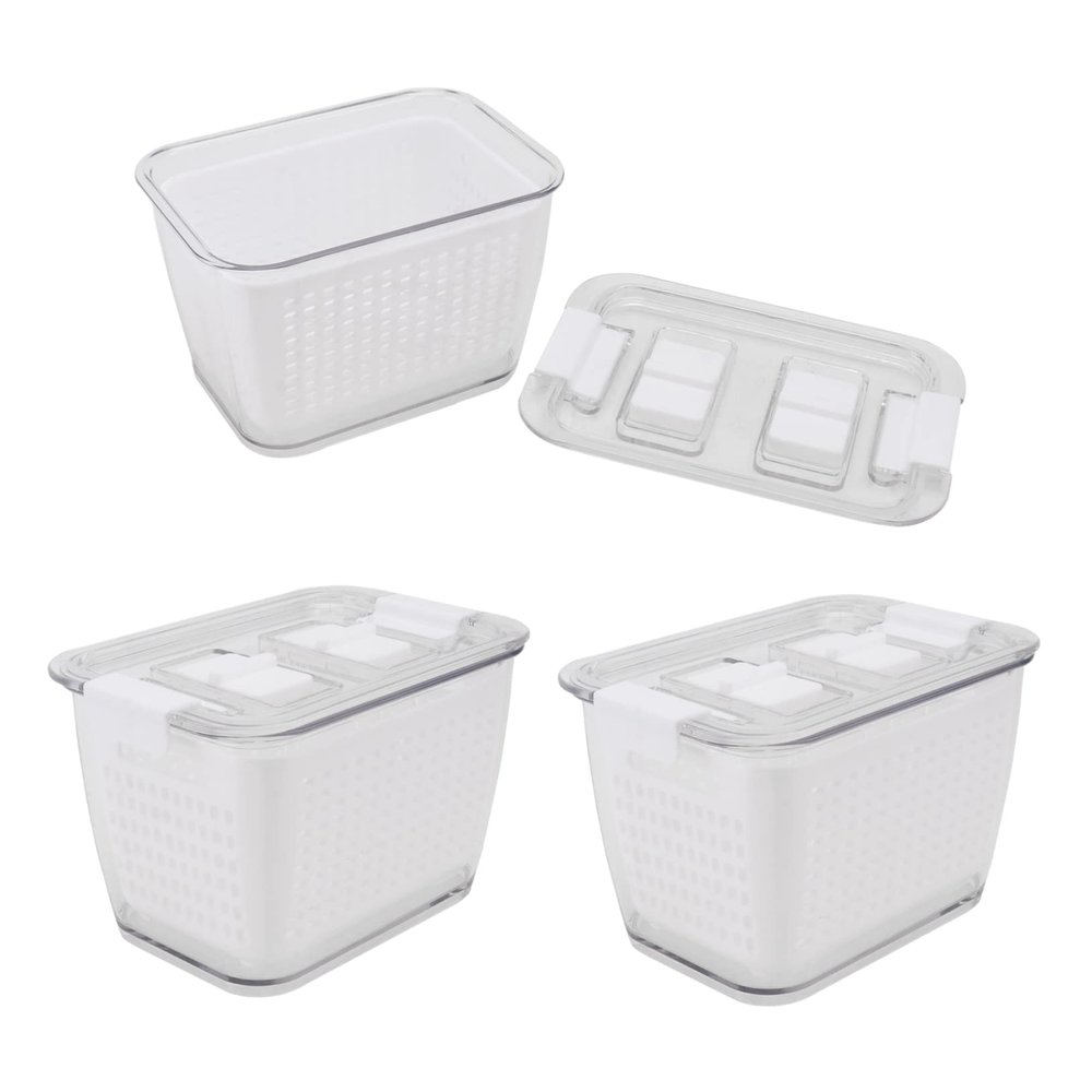 PRETYZOOM 3pcs Food Drainage Storage Box Compact Fridge Vegetable and Fruit Preservation Containers Easy to Clean White Baskets for Snacks and Ingredients
