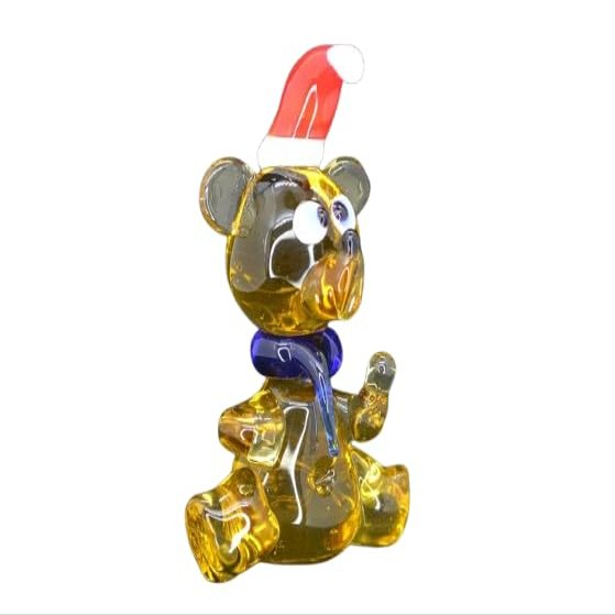 3.5 Glass Bear Figurine  Hand-Blown Murano-Style Miniature  Collectible Bear Ornament for Shelf or Desk  Gift for Animal Lovers & Home Dcor