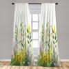 Ambesonne Nature Window Curtains Pack of 2, Dream Garden Scene Leafy Huddle with Blush Tone Flower Details Print Boho, Lightweight Set with Rod Pocket, 4 Panels of - 28" x 63", Fern Green Pink White view 4