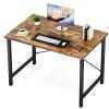 Sweetcrispy Computer Small Office Desk 40 Inch Student Study Writing Work with Headphone Hooks & Storage Bag Modern Simple PC Home Bedroom Table, Rustic Brown view 1
