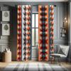 Ambesonne Basketball Window Curtains Pack of 2, Contemporary Abstract Design of Sports Theme Ball Pattern with Stripes, Lightweight Set & Rod Pocket, 4 Panels of - 28" x 84", Vermilion Purpleblue view 2