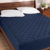 Bare Home Queen Quilted Fitted Mattress Pad - Cooling Mattress Cover - Easily Washable - Elastic Fitted Cover for Mattress - Stretch-to-Fit up to 15 Inches Deep (Queen, Dark Blue) view 1