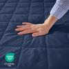 Bare Home Queen Quilted Fitted Mattress Pad - Cooling Mattress Cover - Easily Washable - Elastic Fitted Cover for Mattress - Stretch-to-Fit up to 15 Inches Deep (Queen, Dark Blue) view 2