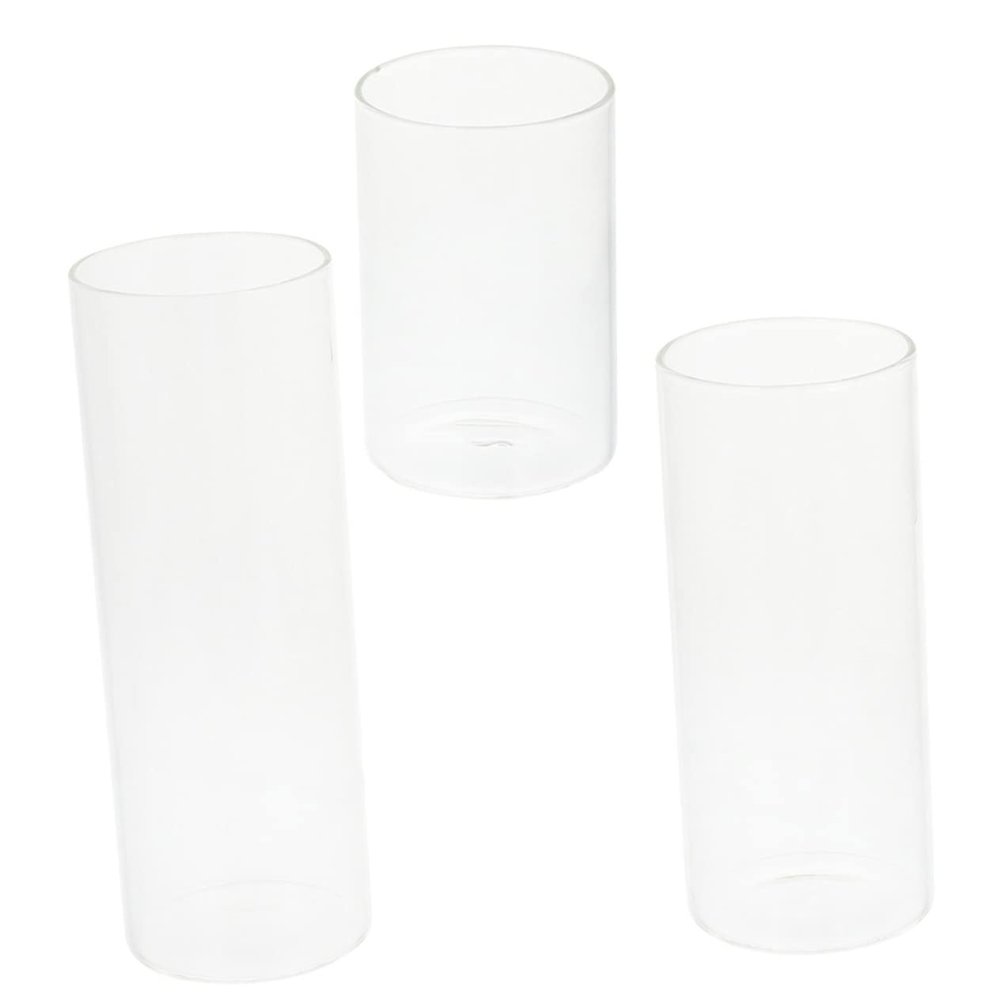 Zerodeko 3pcs Glass Candleholder Cylinders Transparent Windproof Candle Cover for Home Dining and Special Occasions