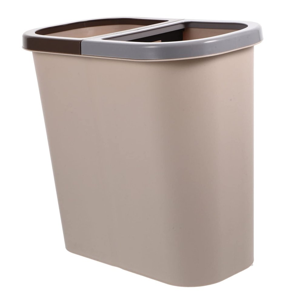 Amosfun Dual Compartment Trash Can Home Garbage Can Plastic Waste Bin Drain Trash Bin Home Waste Storage Box