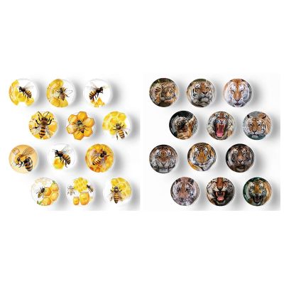 24Pcs Round Glass Refrigerator Magnets - Cute Fridge Magnets Decoration for Classroom, Locker, Office Whiteboards, Cabinet, Dishwasher and Magnetic Surfaces
