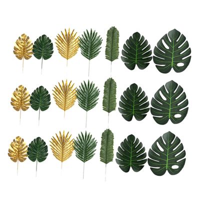 LIFKOME 66pcs Hawaii Tropical Backdrop Jungle Decor Simulated Monstera Leaves for