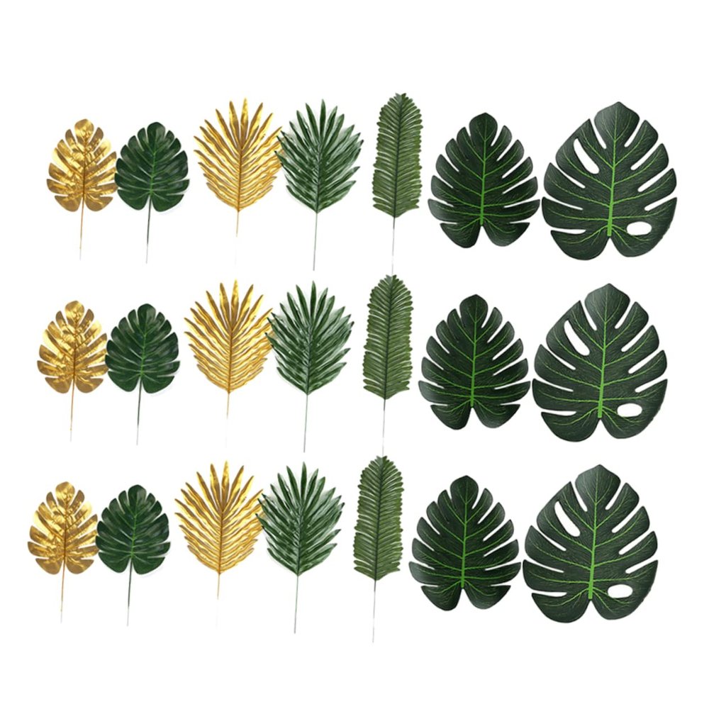 LIFKOME 66pcs Hawaii Tropical Backdrop Jungle Decor Simulated Monstera Leaves for