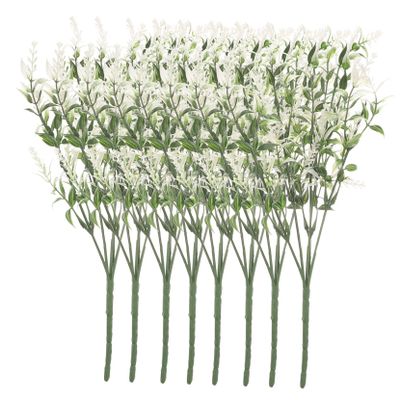 Holibanna 8pcs Lifelike Faux Lavender Bouquet for Home Decor Realistic Artificial Flowers for Weddings Offices and Events No Watering Sunlight Needed