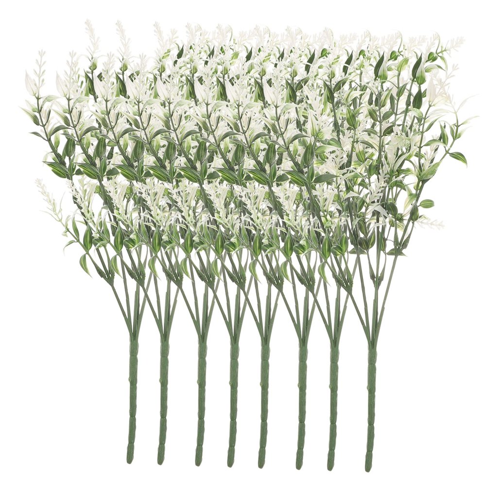 Holibanna 8pcs Lifelike Faux Lavender Bouquet for Home Decor Realistic Artificial Flowers for Weddings Offices and Events No Watering Sunlight Needed