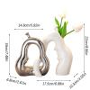 Silver Modern Art Unique Cross Ceramic Vases, Face Art Vases, Abstract Pear Shape Ceramic Vases, White Ceramic Vase, Modern Minimalist Vase, Modern Geometric Vases, Perfect Home Decor Vase (Size : La view 2