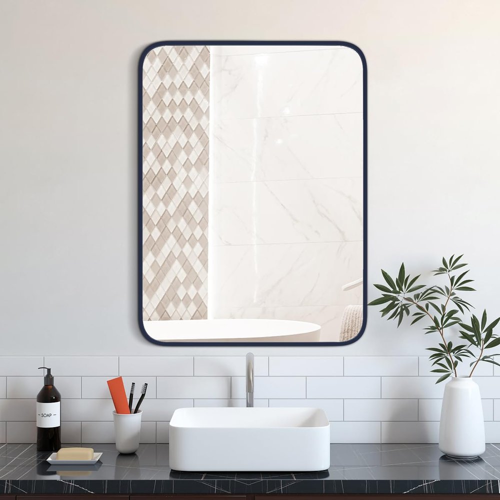 A&E Bath and Shower Waterloo- Blue Metal Mirror, 30 by 40 Inches