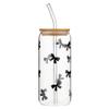 Bella Sleep + Spa Glass Tumbler With Lid and Straw Glass Cup With Bamboo Lid, 20-Ounce, Bows view 1