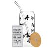 Bella Sleep + Spa Glass Tumbler With Lid and Straw Glass Cup With Bamboo Lid, 20-Ounce, Bows view 2