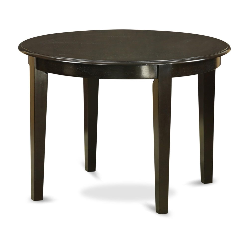 Modern 5 Piece Small Kitchen Table Set - Round Table & 4 Chairs - Sturdy Legs - Cappuccino Finish - Asian Wood - X Back Chairs - Versatile & Elegant