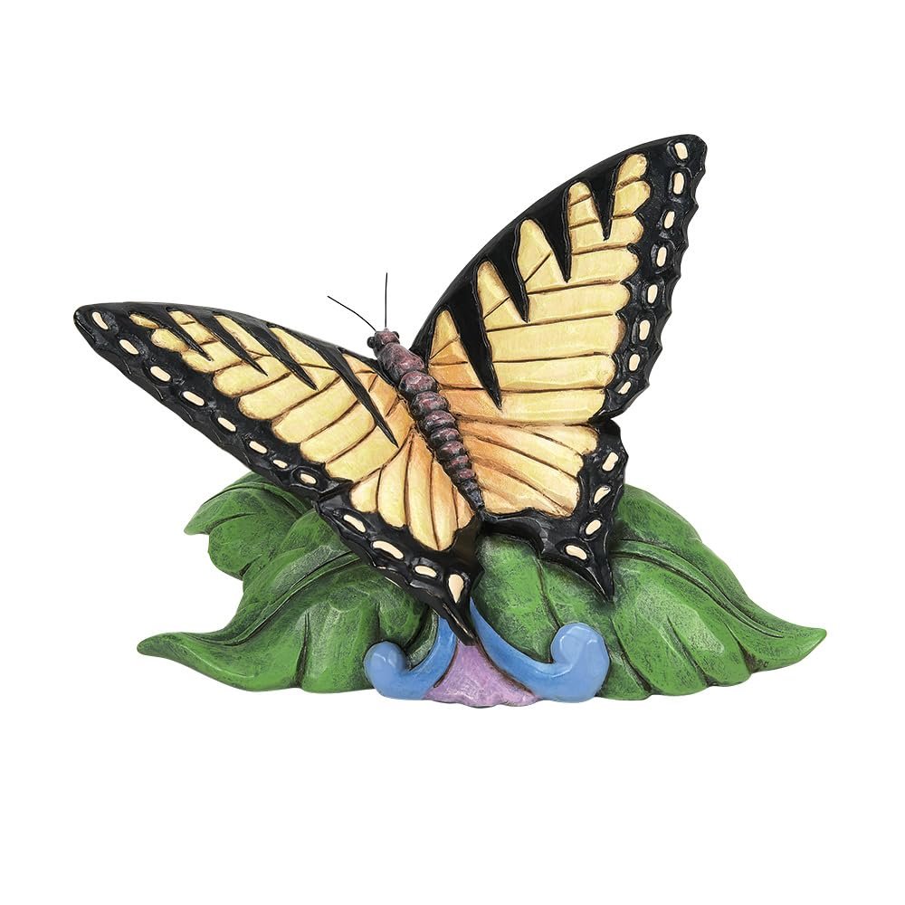 Enesco Jim Shore Heartwood Creek Mini Swallowtail Butterfly Figurine- Stone Resin Hand Painted Crafted Collectible Decorative Animal Mini Figurines Home Decor Statue, 3 Inch