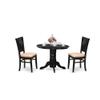 Ergode SHVA3-BLK-C-VV 3-Pc Dining Set - 2 Modern Chairs & 1 Kitchen Table - Linen Fabric Seat - Slatted Chair Back - Black Finish view 1