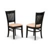 Ergode SHVA3-BLK-C-VV 3-Pc Dining Set - 2 Modern Chairs & 1 Kitchen Table - Linen Fabric Seat - Slatted Chair Back - Black Finish view 3