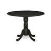 Ergode DMVA5-BLK-C-VV 5-Piece Kitchen Dining Set - 4 Wood Chairs with Linen Fabric Seat - Drop Leaves Round Table - Black Finish view 1