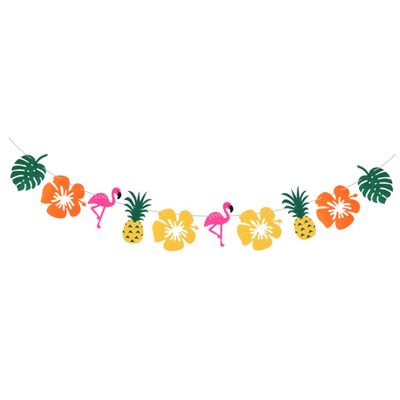 BESTOYARD 3 Nonwovens Garland Felt Tropical Garland Flamingo Banner Garland Beach Themed Banner Hawaiian Summer Banner Flamingo Banners Decor Tropical Bunting Pull The Flag Fruit, Medium