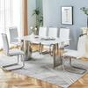LUFTUT White Dining Table Set for 6,63'' Rectangular Dining Room Table with Silver Stainless Steel Base,Marble Kitchen Table with 6 PU Leather Dining Chairs Ideal for Living Room view 1