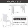 LUFTUT White Dining Table Set for 6,63'' Rectangular Dining Room Table with Silver Stainless Steel Base,Marble Kitchen Table with 6 PU Leather Dining Chairs Ideal for Living Room view 3
