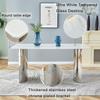 LUFTUT White Dining Table Set for 6,63'' Rectangular Dining Room Table with Silver Stainless Steel Base,Marble Kitchen Table with 6 PU Leather Dining Chairs Ideal for Living Room view 4