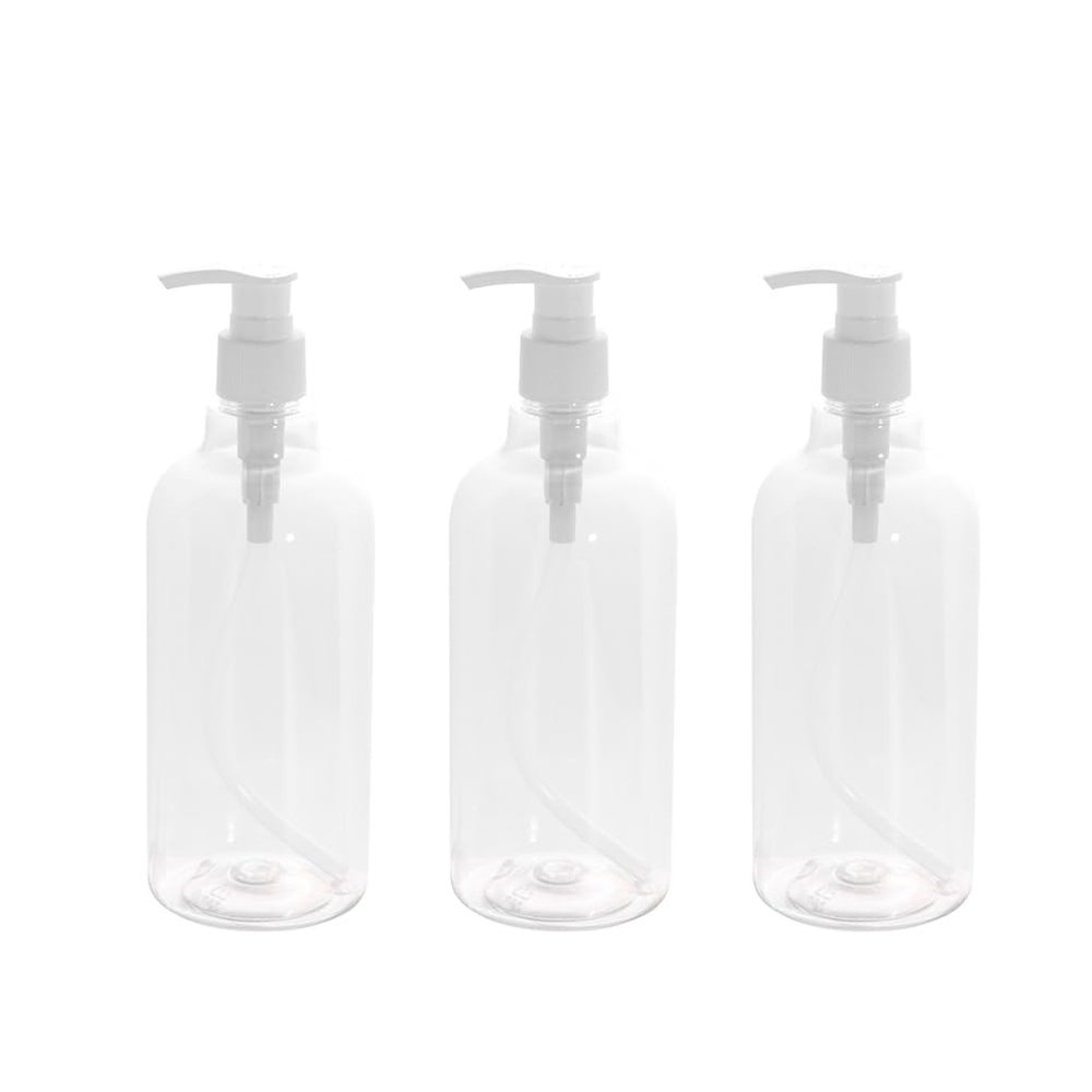 3pcs Refillable Shampoo Dispenser Bottles with Pump Transparent Containers for Body Wash Soap Essential Oils for DIY Projects