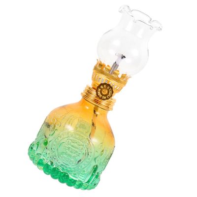 Zerodeko Vintage Glass Kerosene Oil Lamp Retro Indoor Decorative Lantern for Home Outdoor Use Windproof Design Unique Table Centerpiece for Festivals Emergencies