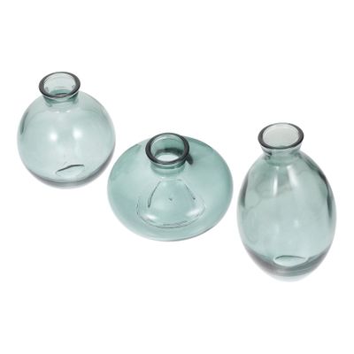 Holibanna 3pcs Simple Glass Hydroponic Flower Vase Set for Home Decor Mini Decorative Vases for Office Chic Arrangement Holders Green Color Floral Displays