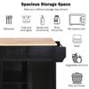 Jintop Kitchen Island with Drop-Leaf Countertop, Internal Storage Cabinet Racks, Rolling Kitchen Cart on 5 Wheels with Open Shelves and 3 Drawers, Spice Holder, for Dining Room, Black view 4