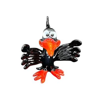2.5 Glass Crow Figurine  Hand-Blown Murano-Style Miniature  Collectible Black Crow Ornament for Shelf or Desk  Gift for Bird Lovers & Home Dcor